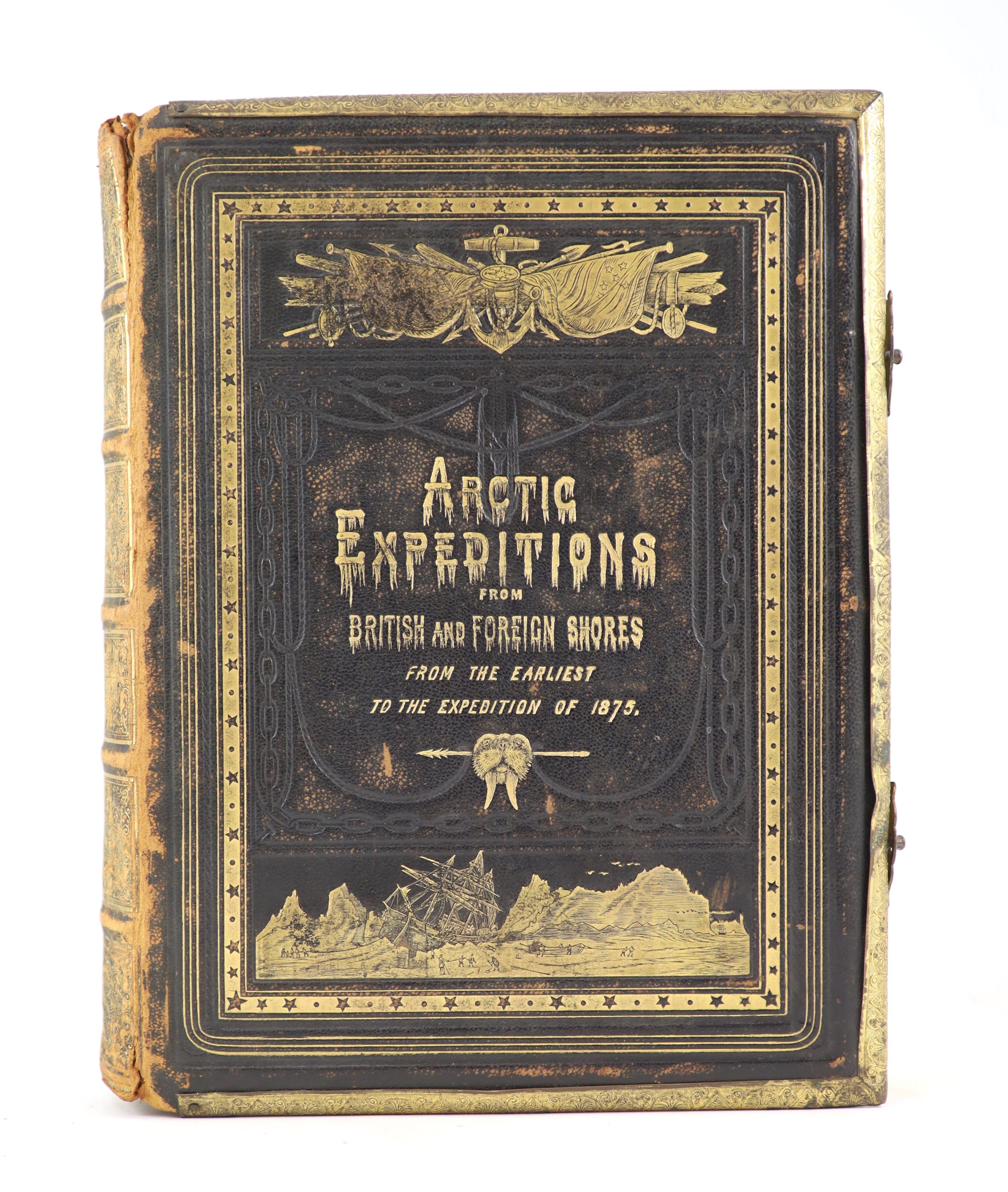 Smith, David Murray - Arctic Expeditions from British and Foreign Shores, 4to, original pictorial gilt morocco, brass bordered, with litho frontis, 25 plates (2 in colour) and 2 folding tinted, the front one of which has